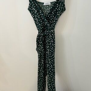 Kaileigh Green Jumpsuit with Tie Waist